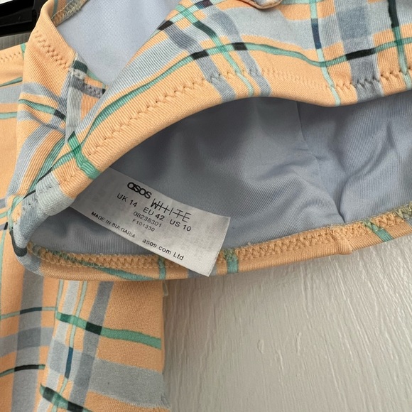 Orange Blue Plaid High Waisted Bikini Set - Picture 4 of 4